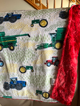 Farm Tractors & Combines Minky Blankets *Ready to Ship Styles