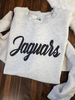 Jaguars Black Puff Oatmeal Plush Crewneck Sweatshirt