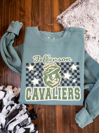 Jefferson Cavaliers Checkered Dyed Crewneck Sweatshirt