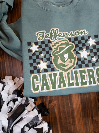 Jefferson Cavaliers Checkered Dyed Crewneck Sweatshirt