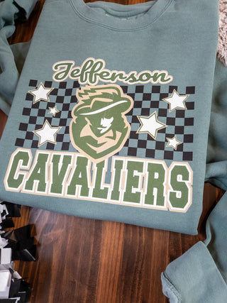 Jefferson Cavaliers Checkered Dyed Crewneck Sweatshirt