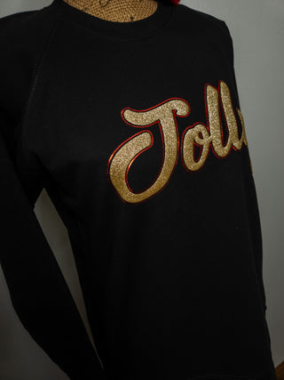 Jolly Sparkle Puff Ladies Black Crewneck