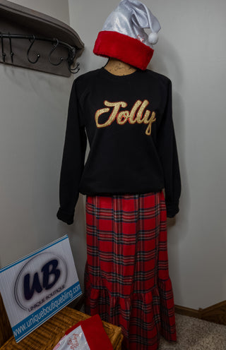 Jolly Sparkle Puff Ladies Black Crewneck