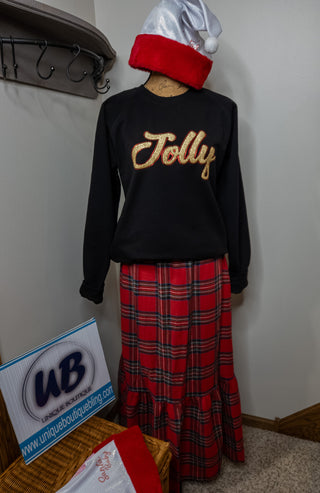 Jolly Sparkle Puff Ladies Black Crewneck