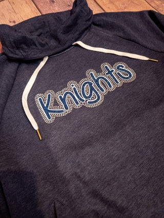 Knights Rhinestone Navy Cowl Neck