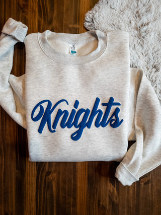 Knights Blue Puff Oatmeal Plush Crewneck Sweatshirt