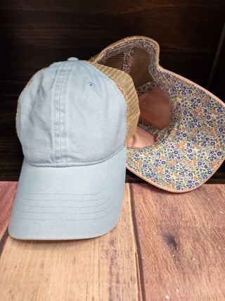 Fashion Blue and Floral Ladies Hat