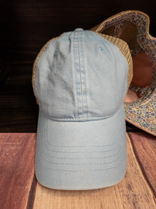 Fashion Blue and Floral Ladies Hat