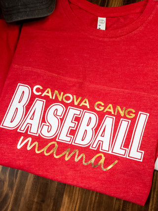 Canova Gang Baseball Mama Sparkle Red Jersey Tee