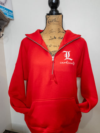 L Cardinals Red Half Zip Pullover - Ladies Fit