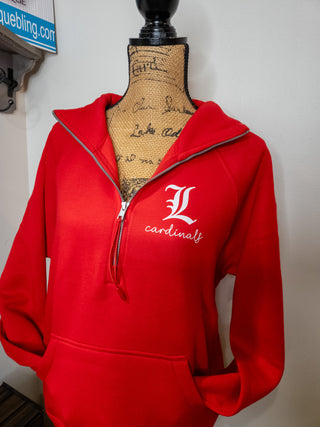 L Cardinals Red Half Zip Pullover - Ladies Fit