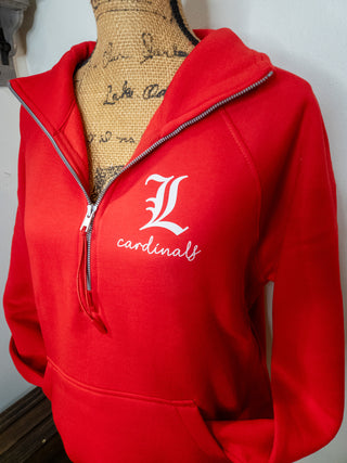 L Cardinals Red Half Zip Pullover - Ladies Fit