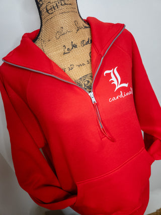 L Cardinals Red Half Zip Pullover - Ladies Fit