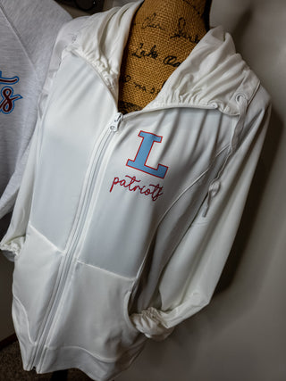 L Patriots White Ladies Silhouette Stretch Jacket
