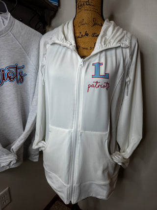 L Patriots White Ladies Silhouette Stretch Jacket