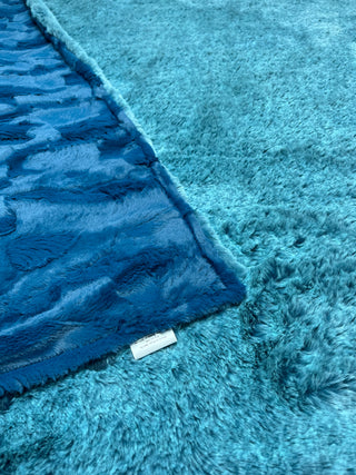 Blue Lagoon Arctic Fox Blanket w/Teal Blue Hide Minky *Choose Baby to XL Long  *Pillow Covers