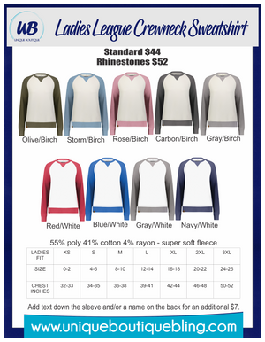 Blue Dragons Blue League Crewneck - Ladies Fit