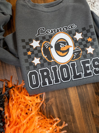 Lennox Orioles Checkered Dyed Crewneck Sweatshirt