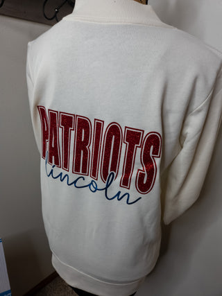 Patriots Lincoln Ivory French Terry Bomber Zip-Up