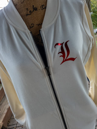 Luverne Cardinals Ivory French Terry Bomber Zip-Up