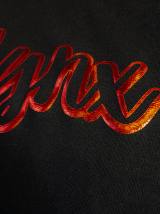 Lynx Red Metallic Puff Black Plush Crewneck Sweatshirt
