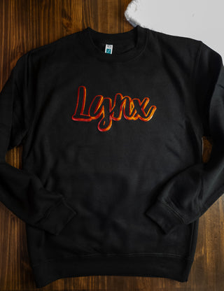 Lynx Red Metallic Puff Black Plush Crewneck Sweatshirt