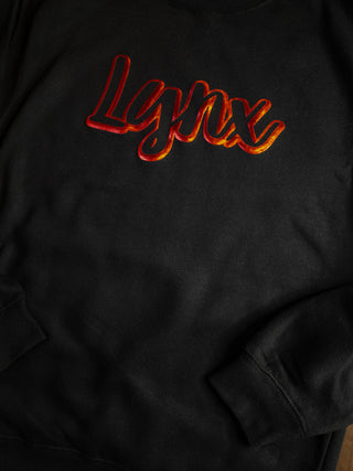 Lynx Red Metallic Puff Black Plush Crewneck Sweatshirt