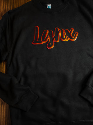 Lynx Red Metallic Puff Black Plush Crewneck Sweatshirt