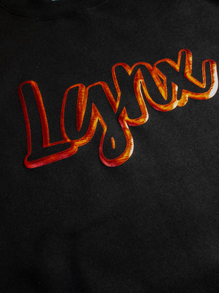 Lynx Red Metallic Puff Black Plush Crewneck Sweatshirt