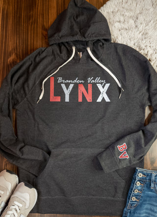 Brandon Valley Lynx Charcoal Double Lace Sweatshirt