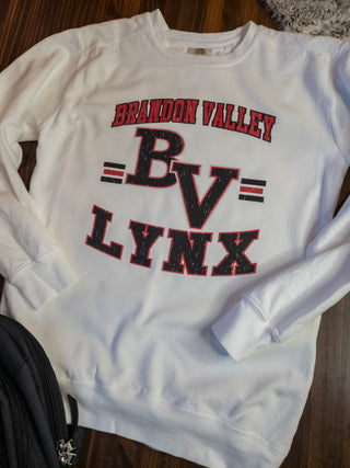 Brandon Valley Lynx Dyed White Crewneck Sweatshirt