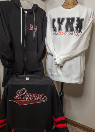 Lynx Black and Red Varsity Crewneck - Ladies Fit