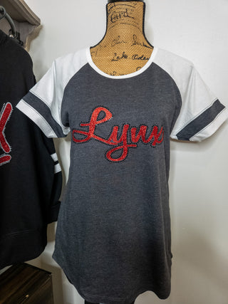 Lynx Rhinestone Colorblock Jersey Tee