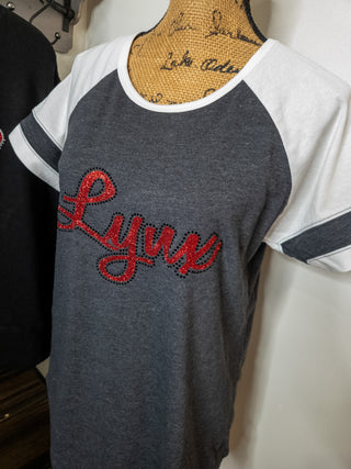 Lynx Rhinestone Colorblock Jersey Tee