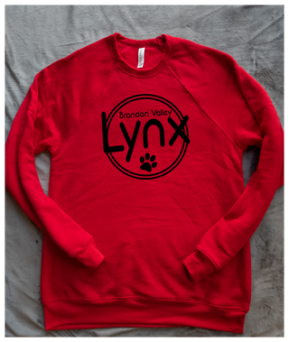 Brandon Valley Lynx Black Puff Print Red Crewneck Sweatshirt