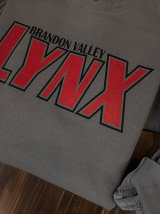 Brandon Valley Lynx Dyed Gray Crewneck Sweatshirt