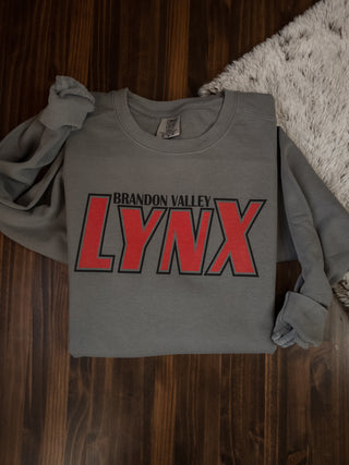 Brandon Valley Lynx Dyed Gray Crewneck Sweatshirt