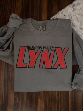 Brandon Valley Lynx Dyed Gray Crewneck Sweatshirt