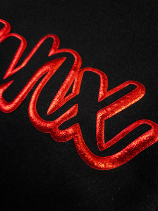 Lynx Red Metallic Puff Black Plush Crewneck Sweatshirt