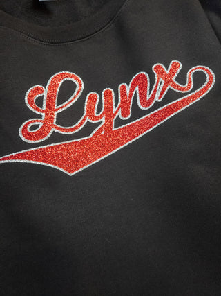 Lynx Black and Red Varsity Crewneck - Ladies Fit