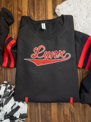 Lynx Black and Red Varsity Crewneck - Ladies Fit