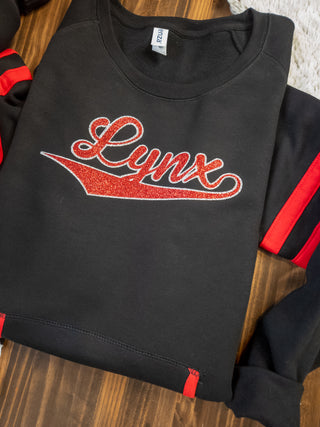 Lynx Black and Red Varsity Crewneck - Ladies Fit