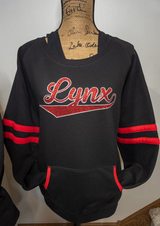 Lynx Black and Red Varsity Crewneck - Ladies Fit