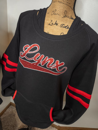 Lynx Black and Red Varsity Crewneck - Ladies Fit