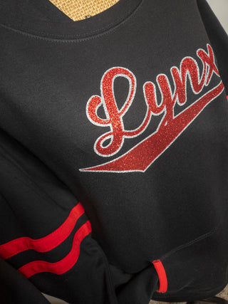 Lynx Black and Red Varsity Crewneck - Ladies Fit