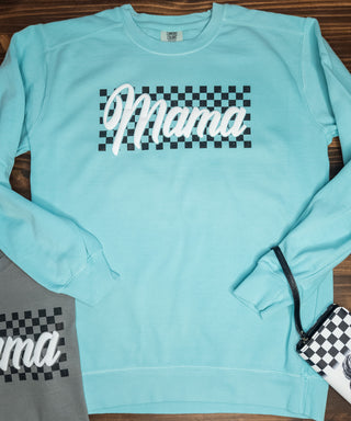 Mama Checkered on Dyed Mint - More Options