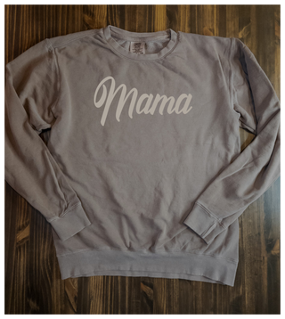 Mama Script Espresso Dyed Fleece Crewneck Sweatshirt