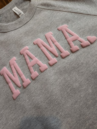 Mama Puff Heather Gray Raglan Crewneck Sweatshirt