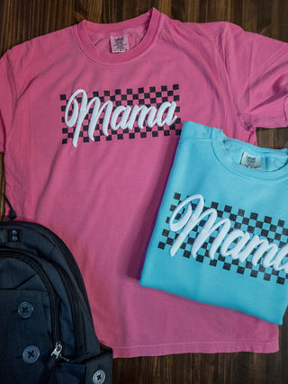 Mama Checkered Dyed Crunchberry Tee