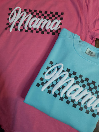 Mama Checkered Dyed Crunchberry Tee